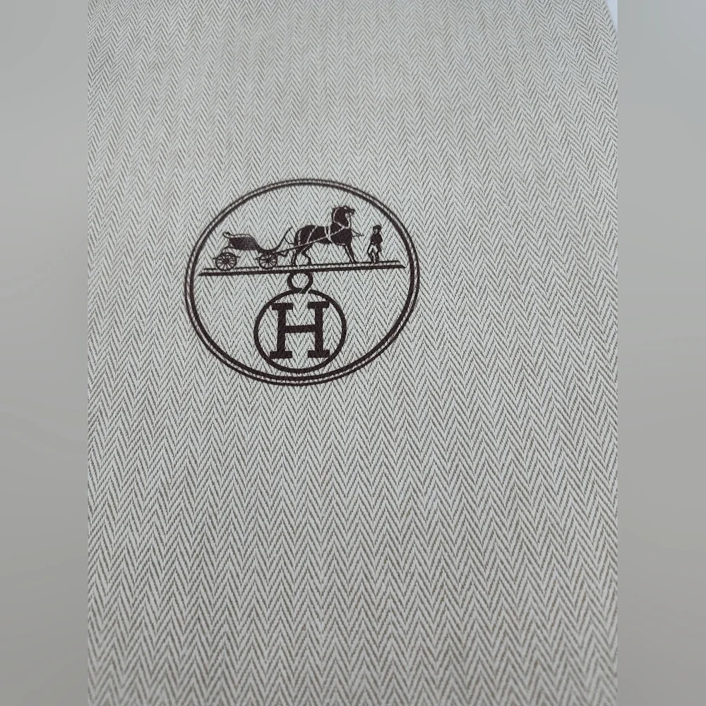 Authentic Hermès Herringbone Drawstring Dust Bag Shoe Bag Storage 17x10 - Picture 3 of 4